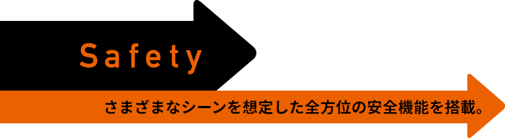 Safety さまざまなシーンを想定した全方位の安全機能を搭載。